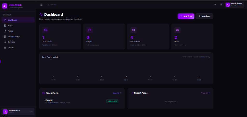 Headless CMS Platform project by Abrham Ababu